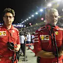 SINGAPORE STREET CIRCUIT, SINGAPORE - SEPTEMBER 16: Mattia Binotto, Ferrari Chief Technical Officer and Maurizio Arrivabene, Ferrari Team Principal on the grid during the Singapore GP at Singapore Street Circuit on September 16, 2018 in Singapore Street Circuit, Singapore. (Photo by Mark Sutton / Sutton Images)