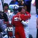 Schumacher broke parc ferme protocol to console a rueful Hakkinen after the race.
Spanish Grand Prix, Barcelona, 29 April 2001
© Sutton Motorsport Images