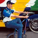 Former BMX world champion Alex Wurz had lost none of his bike-handling skills when he arrived in F1 in 1997. © Sutton Motorsport Images