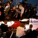 Nigel Mansell (GBR) McLaren talks with the media at McLaren MP4-10 Launch, Science Museum, London, England, 17 February 1995. © Sutton Motorsport Images
