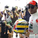 The tribute… Lewis Hamilton showed off an Ayrton Senna-themed helmet to the press at the 2011 Brazilian Grand Prix, explaining that the three-time champion was "one of the most significant people in my life growing up". Hamilton repeated the tribute at the 2016 Brazilian Grand Prix.