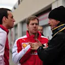 Riccardo Adami (ITA) Ferrari Race Engineer , Sebastian Vettel (GER) Ferrari and Pirelli engineer at Pirelli Formula One Wet Test, Day Two, Paul Ricard, France, 26 January 2016. © Sutton Motorsport Images