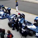 Patrick Depailler, who finished fourteenth, sits in the pits with team mate Ronnie Peterson, who finished the race in sixteenth position. United States Grand Prix, Watkins Glen, 2 October 1977.  © Sutton Motorsport Images