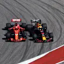 CIRCUIT OF THE AMERICAS, UNITED STATES OF AMERICA - OCTOBER 21: Sebastian Vettel, Ferrari SF71H and Daniel Ricciardo, Red Bull Racing RB14 clash on lap one during the United States GP at Circuit of the Americas on October 21, 2018 in Circuit of the Americas, United States of America. (Photo by Jerry Andre / Sutton Images)