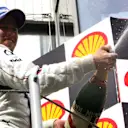 Third place Nick Heidfeld (GER) BMW Sauber F1 on the podium. 
Formula One World Championship, Rd 13, Hungarian Grand Prix, Race, Budapest, Hungary, 6 August 2006.
DIGITAL IMAGE
 © © Sutton Motorsport Images