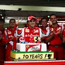 Ferrari celebrate 100 GPs and 10 years with the team for Felipe Massa (BRA) Ferrari.
Formula One World Championship, Rd 19, Brazilian Grand Prix, Qualifying Day, Interlagos, Sao Paulo, Brazil, Saturday 26 November 2011. 
 © © Sutton Motorsport Images