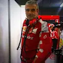 Ferrari team principal Maurizio Arrivabene wears a #27 armband to remember former driver Gilles Villeneuve, who died 33 years ago, Barcelona, Spain, May 8, 2015 © Ferrari