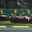 AUTODROMO HERMANOS RODRIGUEZ, MEXICO - OCTOBER 28: Sergio Perez, Racing Point Force India VJM11 goes over the grass during the Mexican GP at Autodromo Hermanos Rodriguez on October 28, 2018 in Autodromo Hermanos Rodriguez, Mexico. (Photo by Simon Galloway / Sutton Images)