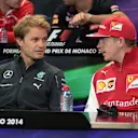 Nico Rosberg (GER) Mercedes AMG F1 and Kimi Raikkonen (FIN) Ferrari in the Press Conference. Formula One World Championship, Rd6, Monaco Grand Prix, Preparations, Monte-Carlo, Monaco, Wednesday 21 May 2014. © Sutton Motorsport Images