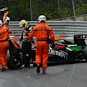 Sergio Perez (MEX) Force India VJM07 crashes on lap one.
Formula One World Championship, Rd6, Monaco Grand Prix, Race, Monte-Carlo, Monaco, Sunday 25 May 2014. © Sutton Motorsport Images