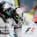 (L to R): Second placed Nico Rosberg (GER) Mercedes AMG F1 and race winner Lewis Hamilton (GBR) Mercedes AMG F1 in parc ferme. Formula One World Championship, Rd16, Russian Grand Prix, Race, Sochi Autodrom, Sochi, Krasnodar Krai, Russia, Sunday, 12 October 2014 © Sutton Images. No reproduction without permission