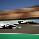 Canadian Formula One driver Nicholas Latifi of Williams (L) in action during the second practice of the Formula One Grand Prix of Spain at the Circuit de Barcelona-Catalunya in Montmelo, Spain, 14 August 2020. The 2020 Formula One Grand Prix of Spain will take place on 16 August 2020.