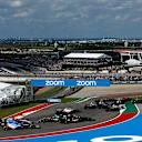 AUSTIN, TEXAS - OCTOBER 24: A general view of the start as Lance Stroll of Canada driving the (18) Aston Martin AMR21 Mercedes spins during the F1 Grand Prix of USA at Circuit of The Americas on October 24, 2021 in Austin, Texas. (Photo by Jared C. Tilton/Getty Images)