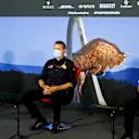 Toyoharu Tanabe, F1 Technical Director, Honda, Guenther Steiner, Team Principal, Haas F1 and Frederic Vasseur, Team Principal, Alfa Romeo Racing in the press conference 