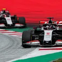 Romain Grosjean, Haas VF-20, leads Kevin Magnussen, Haas VF-20