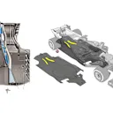 The location of the bodywork channel (right) and the flow of airflow through it, as shown from above (left). © Giorgio Piola
