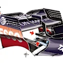 Red Bull used an iteration of their Monaco-spec wing in Hungary, complete with extended depth, monkey seat and T-wing. © Giorgio Piola