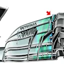 To retain aero balance, Mercedes introduced a subtly re-profiled and slightly smaller top flap. © Giorgio Piola