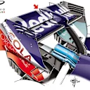 On Toro Rosso’s Monza wing, the DRS mechanism featured two fixings to give the required range of movement for the DRS flap. © Giorgio Piola