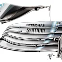 Mercedes and Red Bull opted to use the full front wing depth permitted