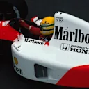 Race winner Ayrton Senna. Brazilian Grand Prix, Interlagos, 24 March 1991 