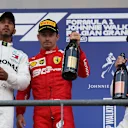 1st place Charles Leclerc (MON) Ferrari SF90, 2nd place Lewis Hamilton (GBR) Mercedes AMG F1 W10 and 3rd place Valtteri Bottas (FIN) Mercedes AMG F1 W10.
01.09.2019. Formula 1 World Championship, Rd 13, Belgian Grand Prix, Spa Francorchamps, Belgium, Race Day.
- www.xpbimages.com, EMail: requests@xpbimages.com - copy of publication required for printed pictures. Every used picture is fee-liable. Â© Copyright: Batchelor / XPB Images