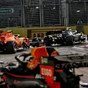 Lewis Hamilton (GBR) Mercedes AMG F1 W10 leads Sebastian Vettel (GER) Ferrari SF90 and Max Verstappen (NLD) Red Bull Racing RB15.
22.09.2019. Formula 1 World Championship, Rd 15, Singapore Grand Prix, Marina Bay Street Circuit, Singapore, Race Day.
 - www.xpbimages.com, EMail: requests@xpbimages.com - copy of publication required for printed pictures. Every used picture is fee-liable. © Copyright: Bearne / XPB Images