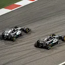 Nico Rosberg (GER) Mercedes AMG F1 W05 leads Lewis Hamilton (GBR) Mercedes AMG F1 W05. Formula One World Championship, Rd3, Bahrain Grand Prix, Race, Bahrain International Circuit, Sakhir, Bahrain, Sunday, 6 April 2014