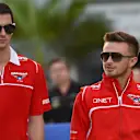 (L to R): Alexander Rossi (USA) Marussia and Will Stevens (GBR) Marussia.
Formula One World Championship, Rd16, Russian Grand Prix, Practice, Sochi Autodrom, Sochi, Krasnodar Krai, Russia, Friday 10 October 2014. © Sutton Motorsport Images