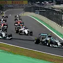 Nico Rosberg (GER) Mercedes AMG F1 W05 leads Lewis Hamilton (GBR) Mercedes AMG F1 W05 at the start of the race. Formula One World Championship, Rd18, Brazilian Grand Prix, Race, Sao Paulo, Brazil, Sunday 9 November 2014. © Sutton Motorsport Images