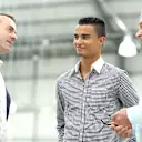Stephen Fitzpatrick, Pascal Wehrlein and Dave Ryan at Manor Racing, 10 February 2016. © Manor Racing