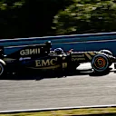 Romain Grosjean (FRA) Lotus E23 Hybrid with glowing front brake discs at Formula One Testing, Day Four, Jerez, Spain, 4 February 2015.