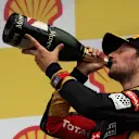 Romain Grosjean (FRA) Lotus F1 celebrates with the champagne on the podium at Formula One World Championship, Rd11, Belgian Grand Prix, Race, Spa Francorchamps, Belgium, Sunday 23 August 2015.
BEST IMAGE © Sutton Motorsport Images