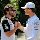 McLaren's Fernando Alonso and Mercedes' Nico Rosberg at Formula One World Championship, Rd2, Malaysian Grand Prix, Preparations, Sepang, Malaysia, Thursday 26 March 2015. © Sutton Motorsport Images