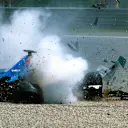 Nick Heidfeld (GER) had a massive accident when he span and collided with Takuma Sato (JPN) Jordan Honda EJ12.
Austrian Grand Prix A1 Ring Austria. 12 May 2002. ©  Sutton Motorsport Images