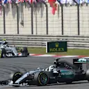Lewis Hamilton (GBR) Mercedes AMG F1 W06 leads Nico Rosberg (GER) Mercedes AMG F1 W06 at Formula One World Championship, Rd3, Chinese Grand Prix, Race, Shanghai, China, Sunday 12 April 2015. © Sutton Motorsport Images