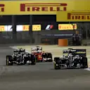 Lewis Hamilton (GBR) Mercedes AMG F1 W06 leads Nico Rosberg (GER) Mercedes AMG F1 W06 and Sebastian Vettel (GER) Ferrari SF15-T at Formula One World Championship, Rd4, Bahrain Grand Prix Race, Bahrain International Circuit, Sakhir, Bahrain, Sunday 19  April 2015. © Sutton Motorsport Images