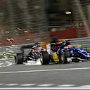 Felipe Nasr (BRA) Sauber C34 sparks at Formula One World Championship, Rd4, Bahrain Grand Prix Race, Bahrain International Circuit, Sakhir, Bahrain, Sunday 19  April 2015. © Sutton Motorsport Images