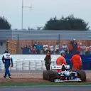 Damon Hill walks away following his collision with Michael Schumacher. The result left him 11 points adrift of his rival in the championship standings.
World Copyright - LAT Photographic