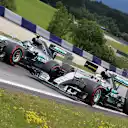 Nico Rosberg (GER) Mercedes AMG F1 W06 and Lewis Hamilton (GBR) Mercedes AMG F1 W06 at the start of the race at Formula One World Championship, Rd8, Austrian Grand Prix, Race, Spielberg, Austria, Sunday 21 June 2015. © Sutton Motorsport Images