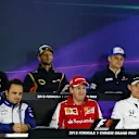 Nico Hulkenberg (GER) Force India F1, Romain Grosjean (FRA) Lotus F1, Marcus Ericsson (SWE) Sauber, Felipe Massa (BRA) Williams, Sebastian Vettel (GER) Ferrari and Jenson Button (GBR) McLaren in the Press Conference at Formula One World Championship, Rd3, Chinese Grand Prix, Preparations, Shanghai, China, Thursday 9 April 2015. © Sutton Motorsport Images