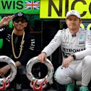 Lewis Hamilton (GBR) Mercedes AMG F1 and Nico Rosberg (GER) Mercedes AMG F1 during the team celebration at Formula One World Championship, Rd3, Chinese Grand Prix, Race, Shanghai, China, Sunday 12 April 2015. © Sutton Motorsport Images