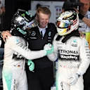 race winner Lewis Hamilton (GBR) Mercedes AMG F1 and Nico Rosberg (GER) Mercedes AMG F1 celebrate in parc ferme with Dr. Thomas Weber (GER) Daimler AG at Formula One World Championship, Rd1, Australian Grand Prix, Race, Albert Park, Melbourne, Australia, Sunday 15 March 2015. © Sutton Motorsport Images