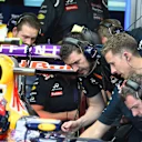 Red Bull Racing RB11 mechanics checking the Renault engine at Formula One World Championship, Rd1, Australian Grand Prix, Qualifying, Albert Park, Melbourne, Australia, Saturday 14 March 2015. © Sutton Motorsport Images
