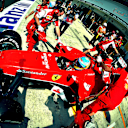 Fernando Alonso (ESP) Ferrari F14 T is pushed back into the garage.
Formula One World Championship, Rd11, Hungarian Grand Prix, Qualifying, Hungaroring, Hungary. Saturday 26 July 2014.
