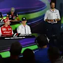 Daniel Ricciardo (AUS) Red Bull Racing, Carlos Sainz jr (ESP) Scuderia Toro Rosso, Felipe Massa (BRA) Williams, Sebastian Vettel (GER) Ferrari and Nico Rosberg (GER) Mercedes AMG F1 in the Press Conference at Formula One World Championship, Rd12, Italian Grand Prix, Preparations, Monza, Italy, Thursday 3 September 2015. © Sutton Motorsport Images