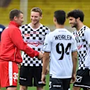 Tom Kristensen (DEN), Pascal Wehrlein (GER) Mercedes Test and Reserve Driver and Carlos Sainz jr (ESP) Scuderia Toro Rosso at World Stars Football Match, Stade Luis II, Monaco, Tuesday 19 May 2015 © Sutton Motorsport Images