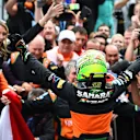 Sergio Perez (MEX) Force India celebrates in parc ferme at Formula One World Championship, Rd15, Russian Grand Prix, Race, Sochi Autodrom, Sochi, Krasnodar Krai, Russia, Sunday 11 October 2015. © Sutton Motorsport Images