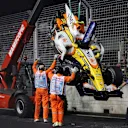 Nelson Piquet Jr. (BRA) Renault R28 crashes into the wall.
Formula One World Championship, Rd 15, Singapore Grand Prix, Race, Singapore, Sunday 28 September 2008.

BEST IMAGE © © Sutton Motorsport Images