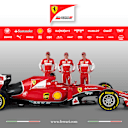(L to R): Esteban Gutierrez (MEX) Ferrari Test and Reserve Driver, Kimi Raikkonen (FIN) Ferrari and Sebastian Vettel (GER) Ferrari with the new Ferrari SF15-T at Ferrari SF15-T Launch, Ferrari Factory, Maranello, Italy, 30 January 2015.
©Ferrari
